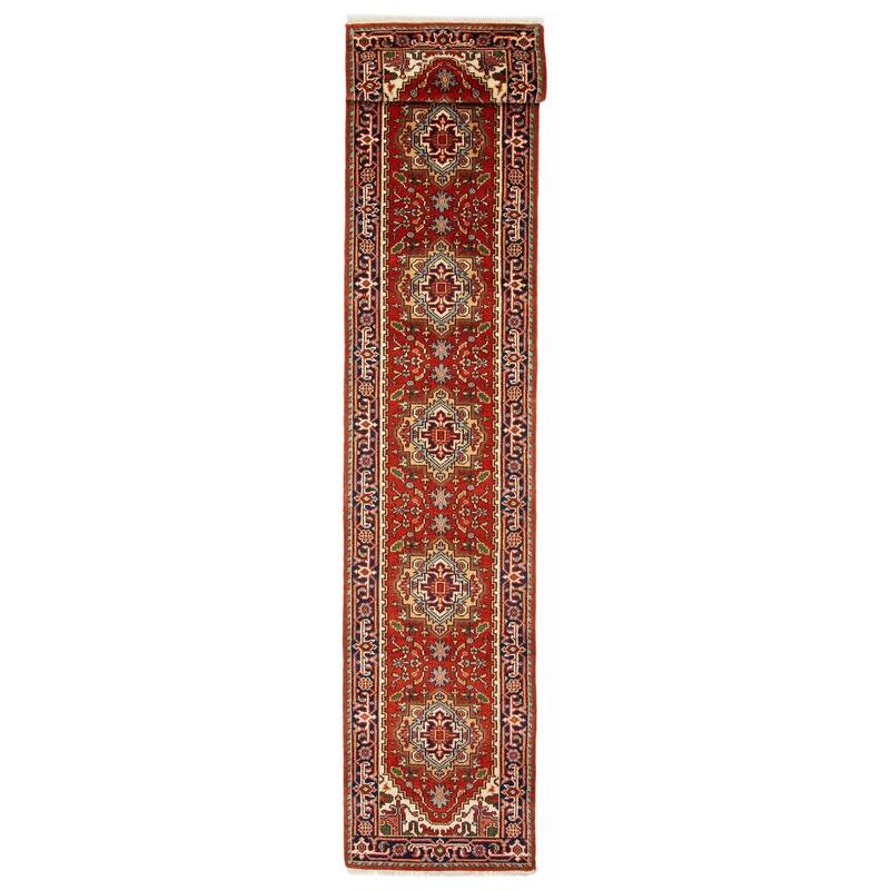 ECARPETGALLERY Hand-knotted Serapi Heritage Red Wool Rug - 2'7 x 18'0 - Red - 2'7 x 18'0