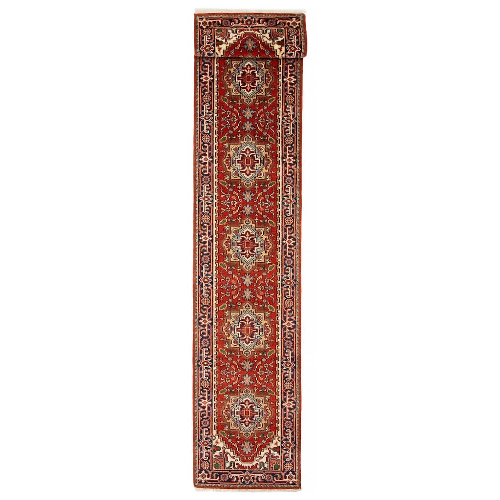 ECARPETGALLERY Hand-knotted Serapi Heritage Red Wool Rug - 2'7 x 18'0