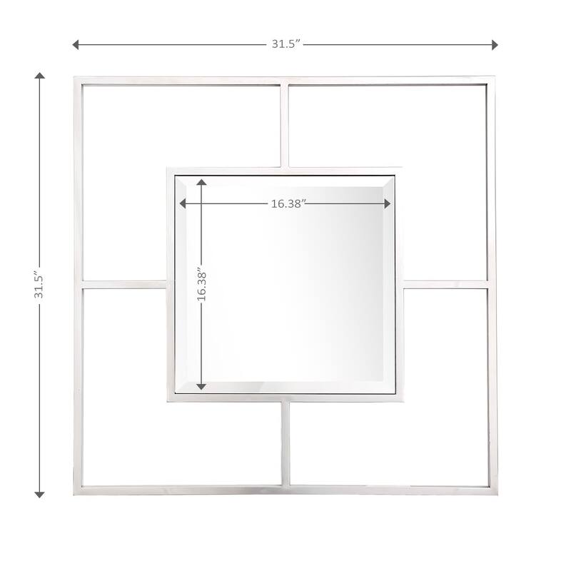 HomeRoots 32" Painted Square Accent Mirror Wall Mounted With Metal Frame - 34
