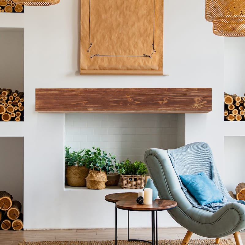 Modern Rustic Wood Fireplace Mantel,Wall-Mounted and Floating Shelf