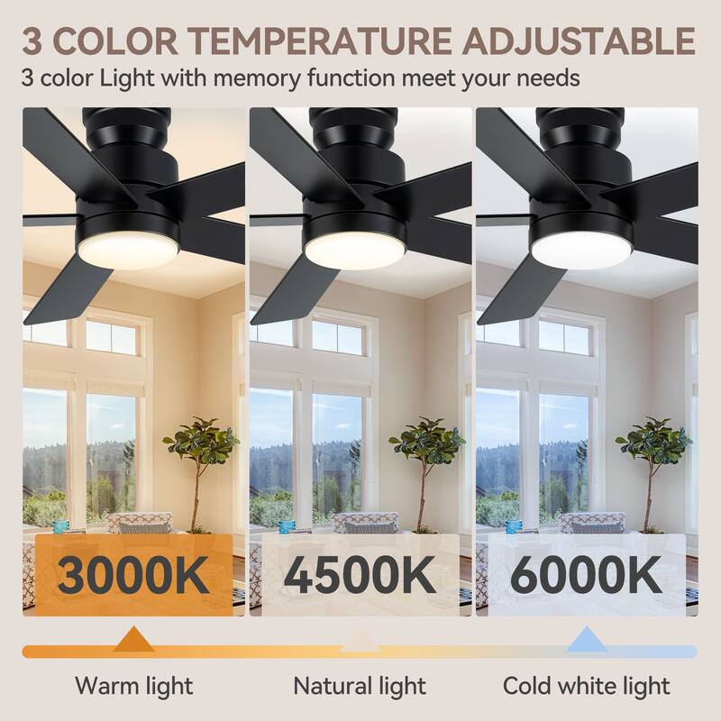 42" Reversible 5-Blade Integrated LED Ceiling Fan with Light and Remote