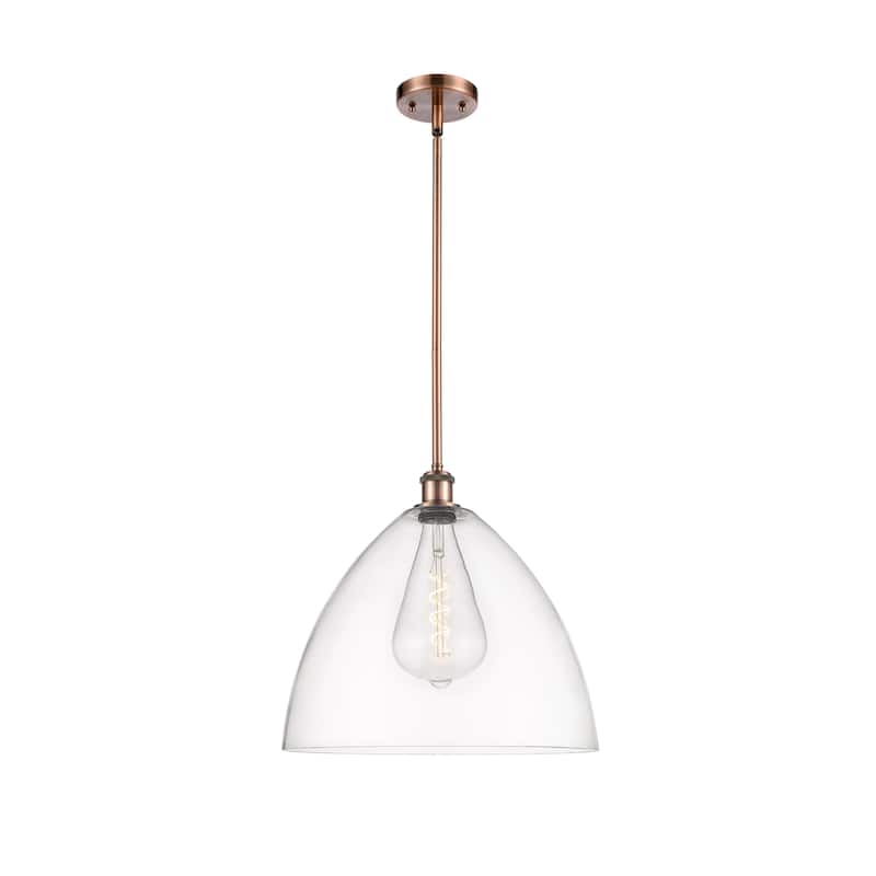 Innovations Lighting Bristol Glass 1 Light 16" Pendant - Clear/Antique Copper