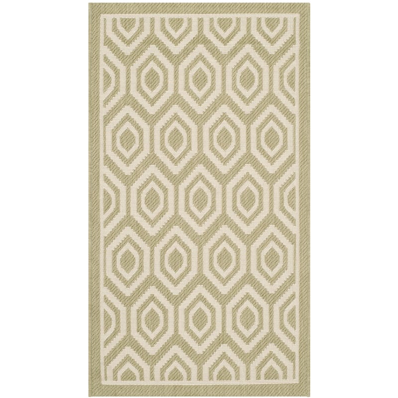 SAFAVIEH Courtyard Carolee Indoor/ Outdoor Patio Backyard Rug - 2' x 3'7" - Green/Beige