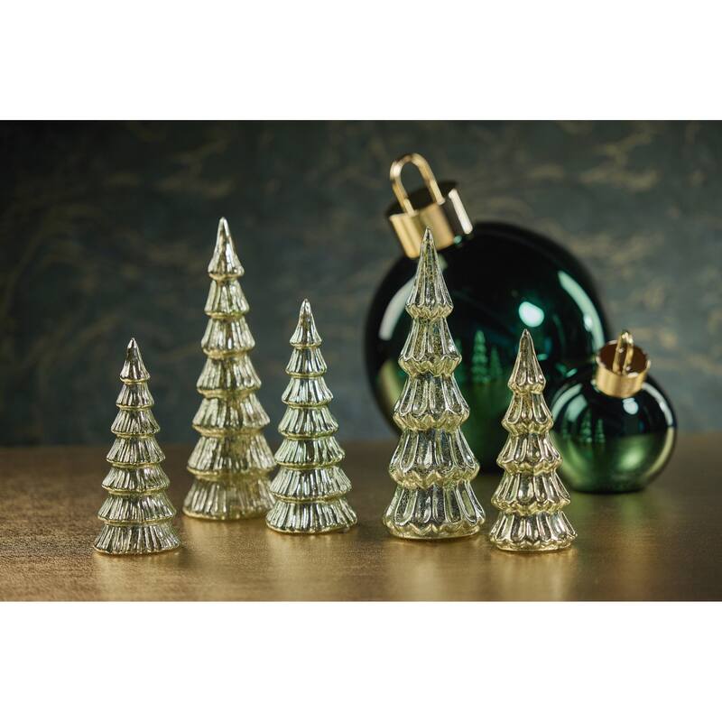 Lior 12.5" LED Glass Tabletop Holiday Trees, Set of 2