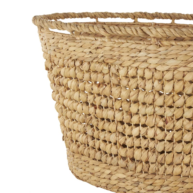 Seagrass Handmade Woven Oval Decorative and Functional Storage Basket with Elevated Rim - Brown - Roche River Decor