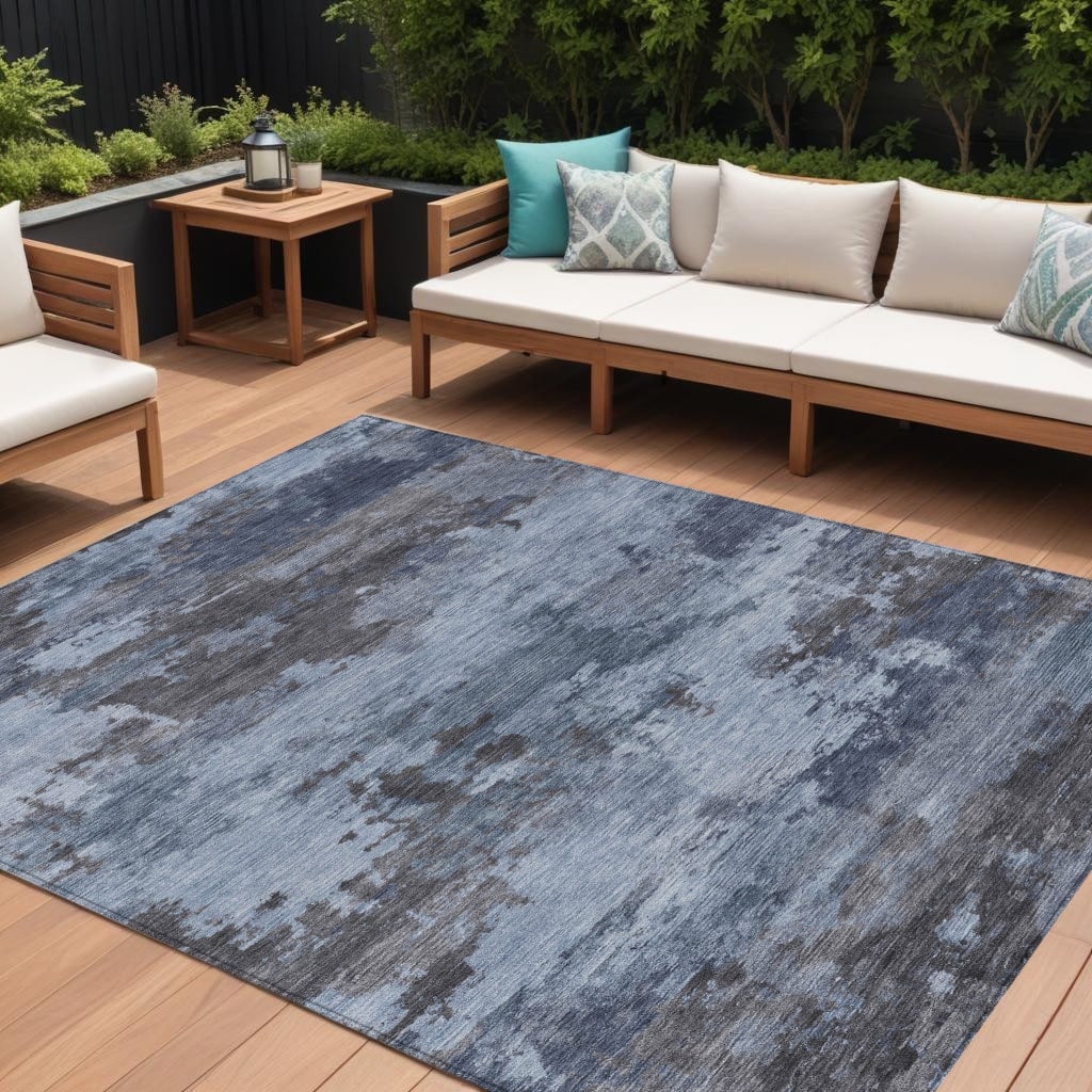 HomeRoots Abstract Transitional Rectangle Outdoor Rug