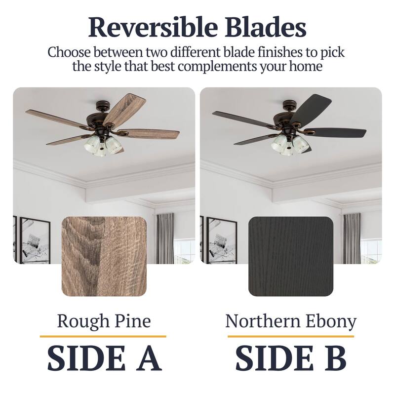 52" Prominence Home Marston Rustic Farmhouse Ceiling Fan, Prismatic Glass, Barnwood Blades - 52-inch