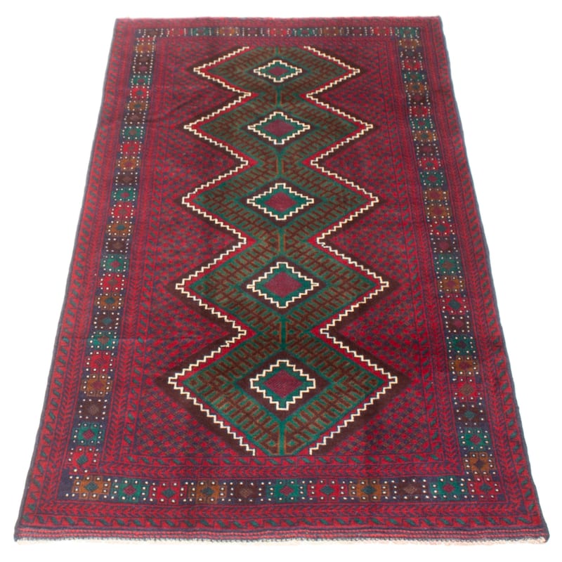 ECARPETGALLERY Hand-knotted Teimani Red Wool Rug - 3'6 x 6'10
