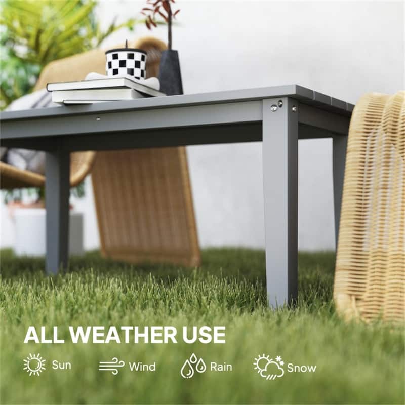 HDPE Outdoor Coffee Table with Slatted Table Top - 35.8" L x 17.3" W x 16.5" H
