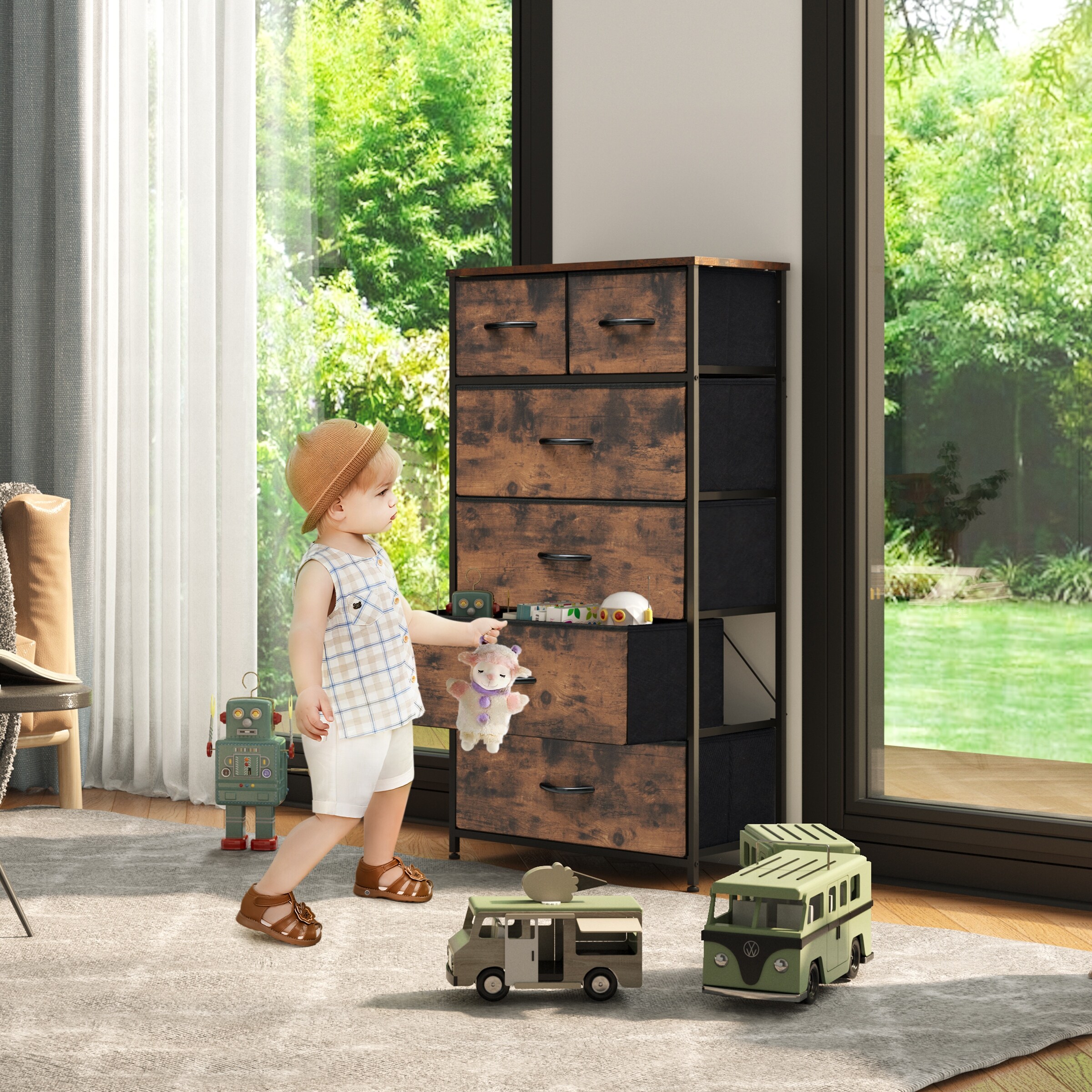 Vertical dresser clearance storage tower