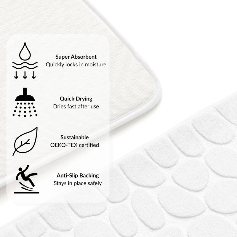 Memory Foam Runner Bath Mat Pebble Design 48x18