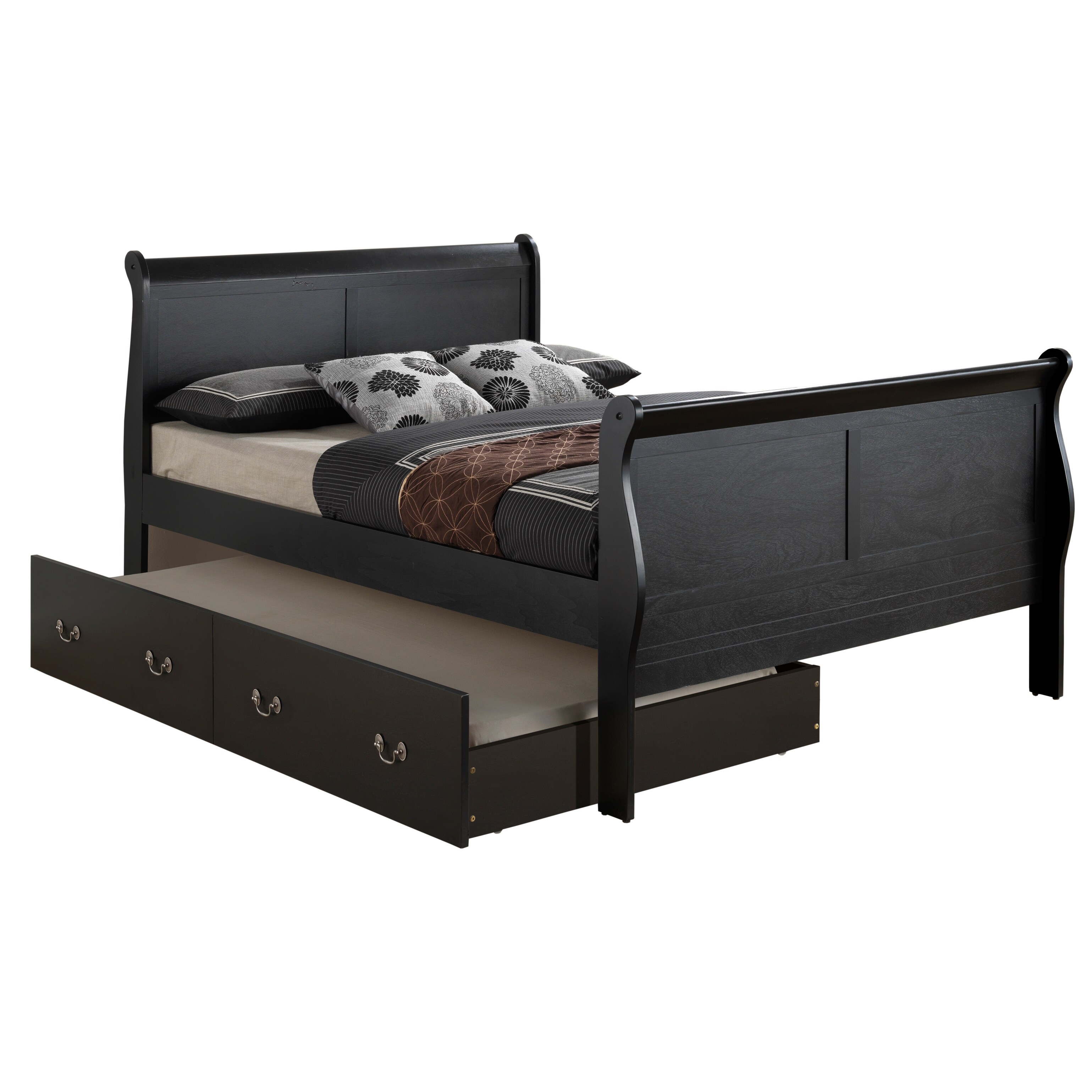 Glory Furniture Louis Phillipe Full Trundle Bed in Gray