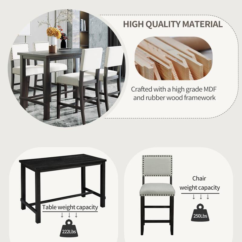 Small Apartment Dining Table and Chair Sets Kitchen Dining Table and Chair Sets with Nailhead Trim Chairs for Dining Room