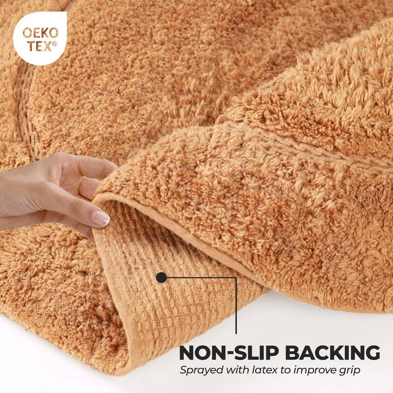 Superior Cotton Non-slip Oval Bath Rug - (Set of 2)