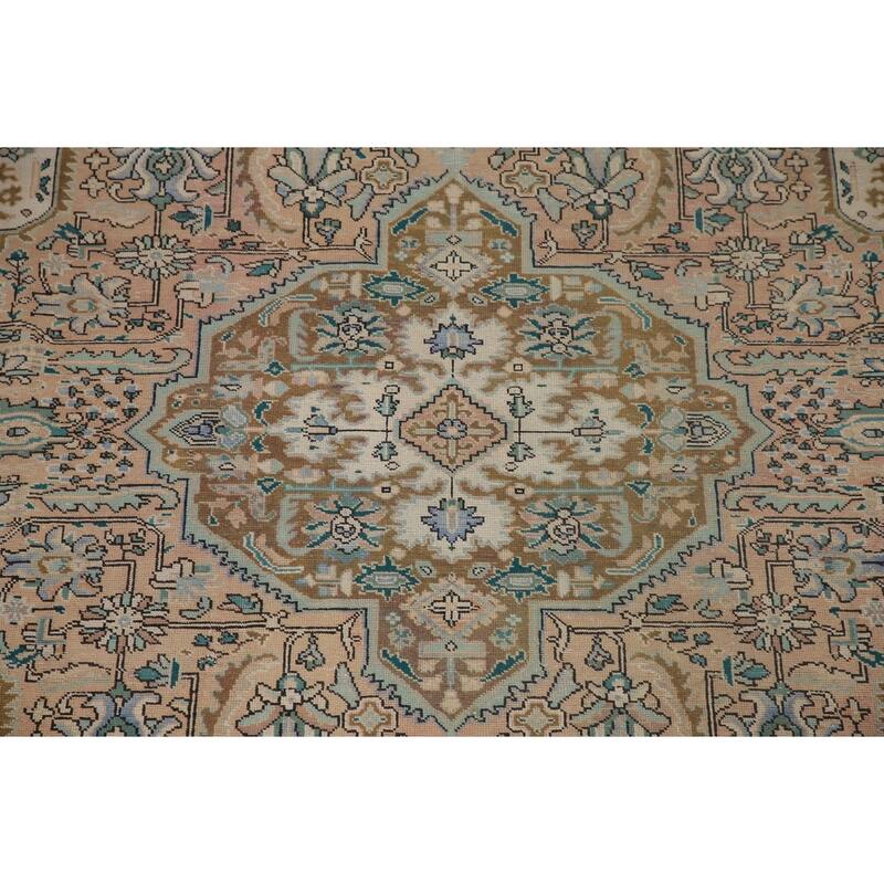 Geometric Tabriz Persian Vintage Rug Handmade Living Room Wool Carpet - 7'11" x 11'1"