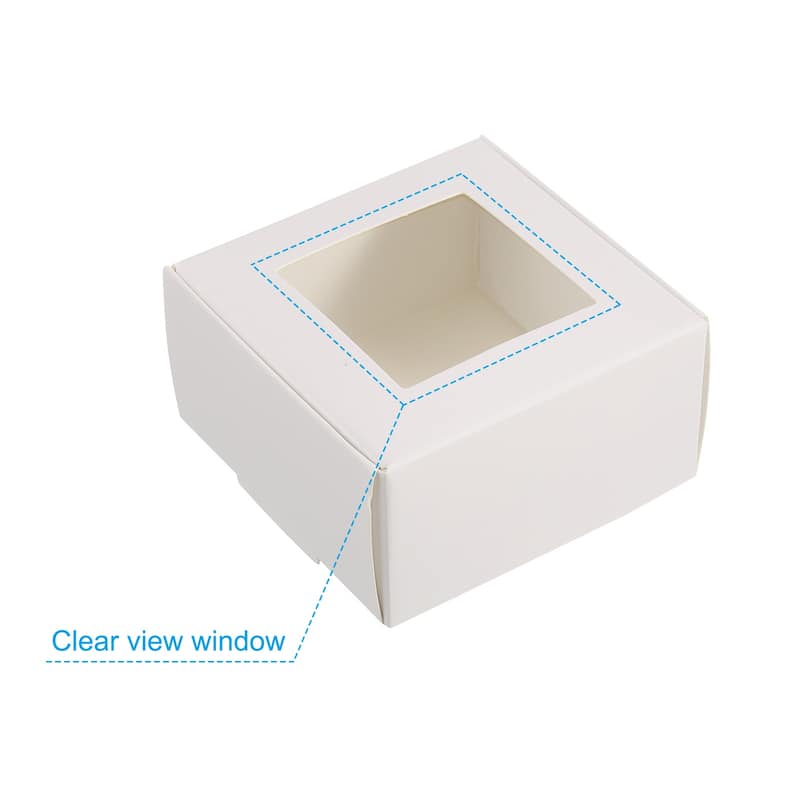 3"x3"x1.5" Paper Soap Box with Window, 30 Pack Soap Boxes Square, White