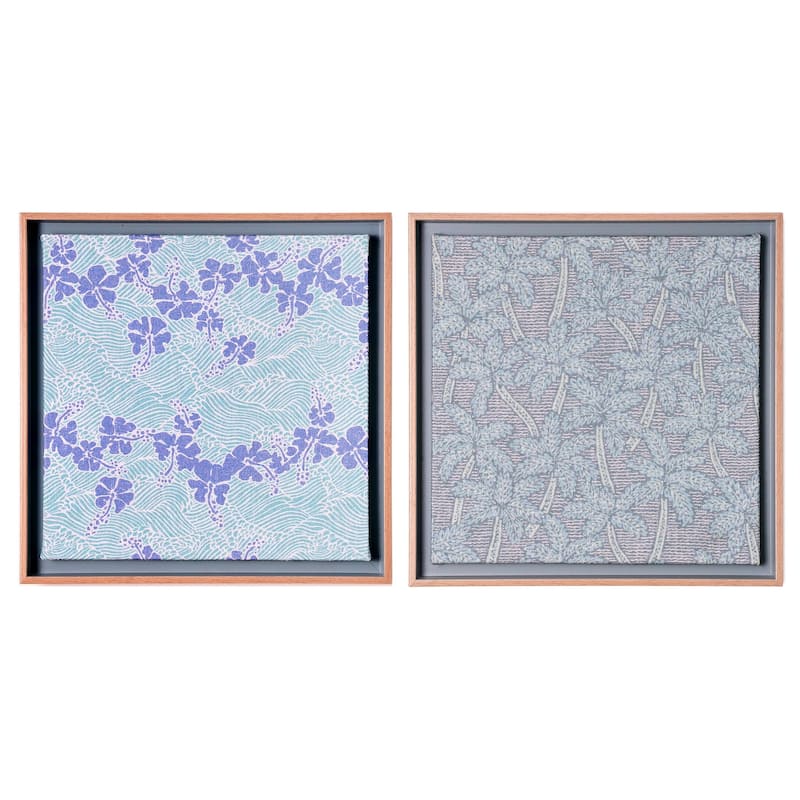 Kona Coast by Reyn Spooner Framed Floated Tropical Blue Fish Floated Printed Linen Wall Art Set of 2