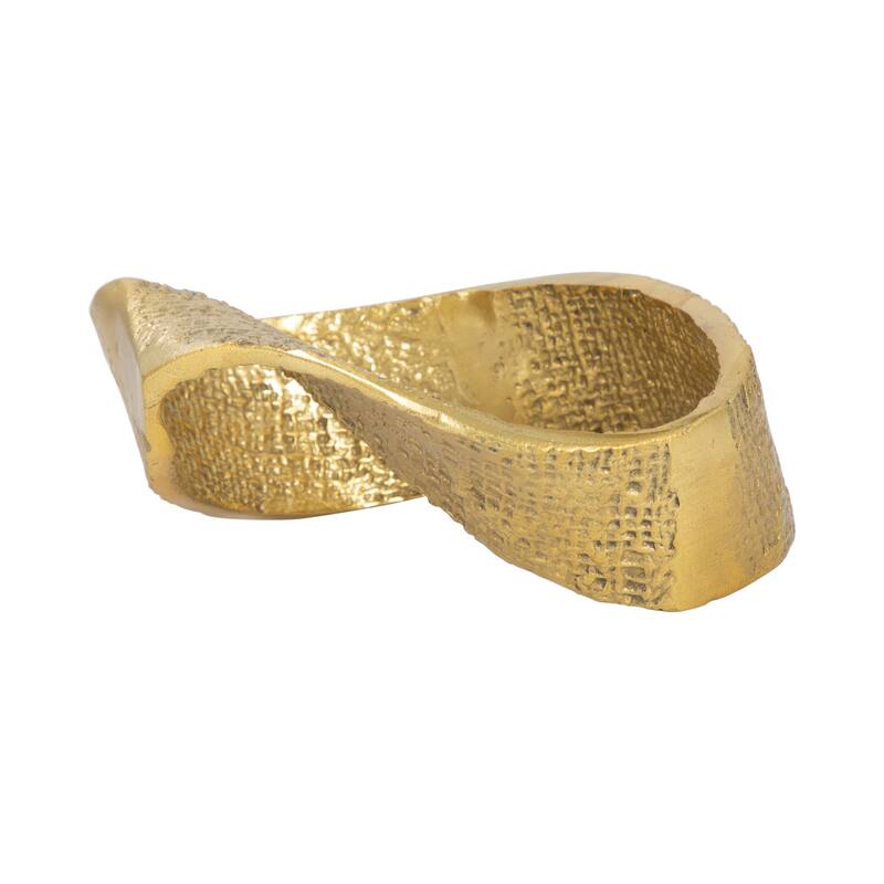 Sagebrook Home Metal Twisted Hammered Ring, Gold, Oval, Textured, Serenity Novelty Figurines