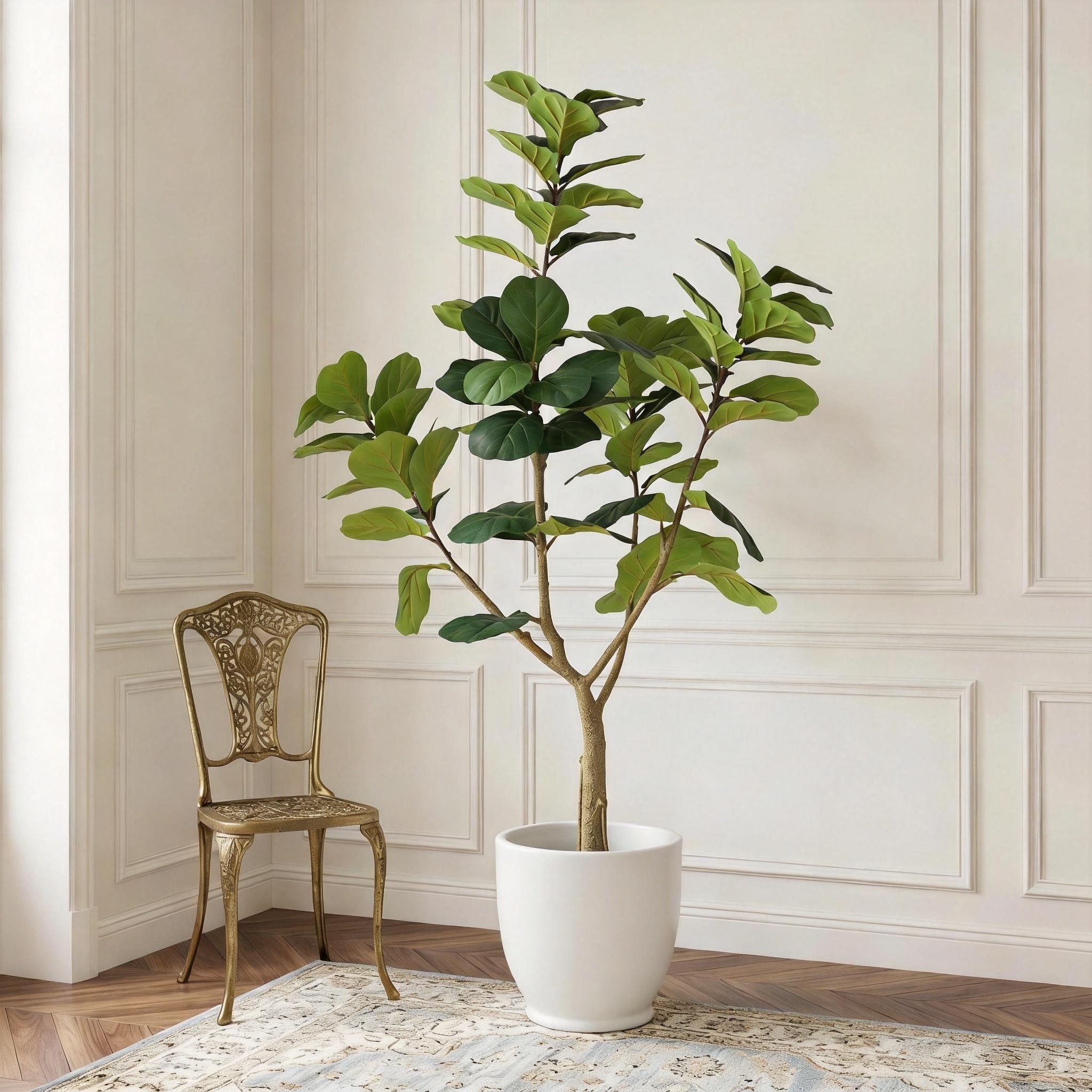 6FT Artificial Fiddle Leaf Fig Tree, Realistic Faux Potted Plant in Black Pot, 1pc/set