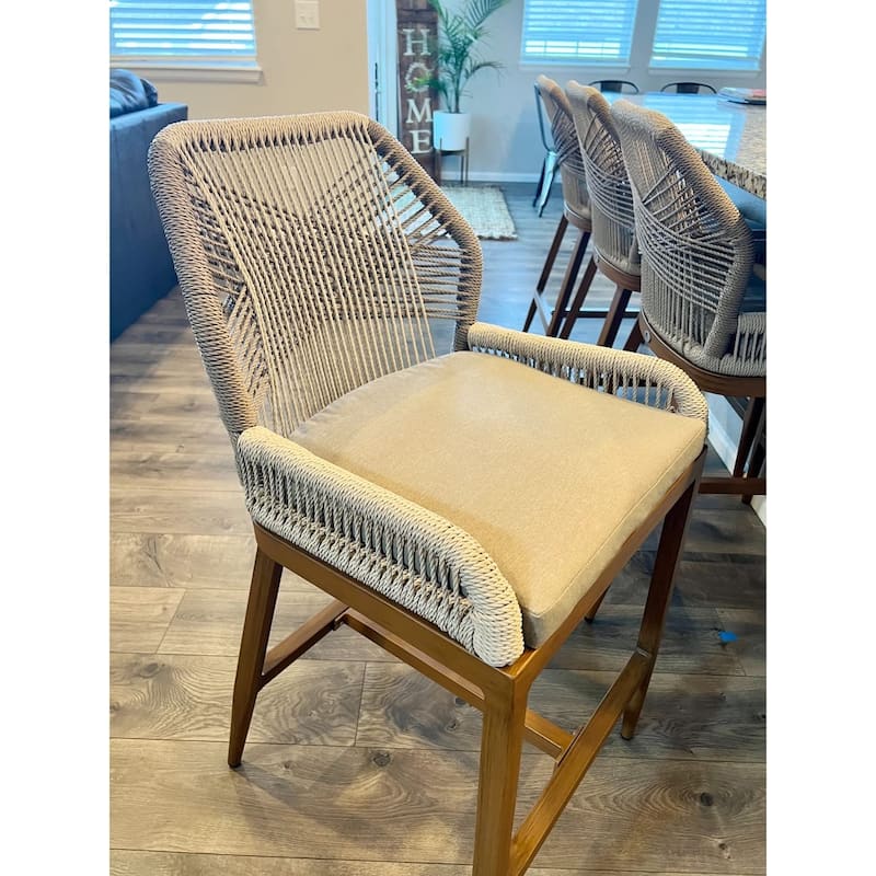 PURPLE LEAF 2 Set of Modern Bar Stool with Backrest and Arm,Upholstered Chair and Aluminum Legs