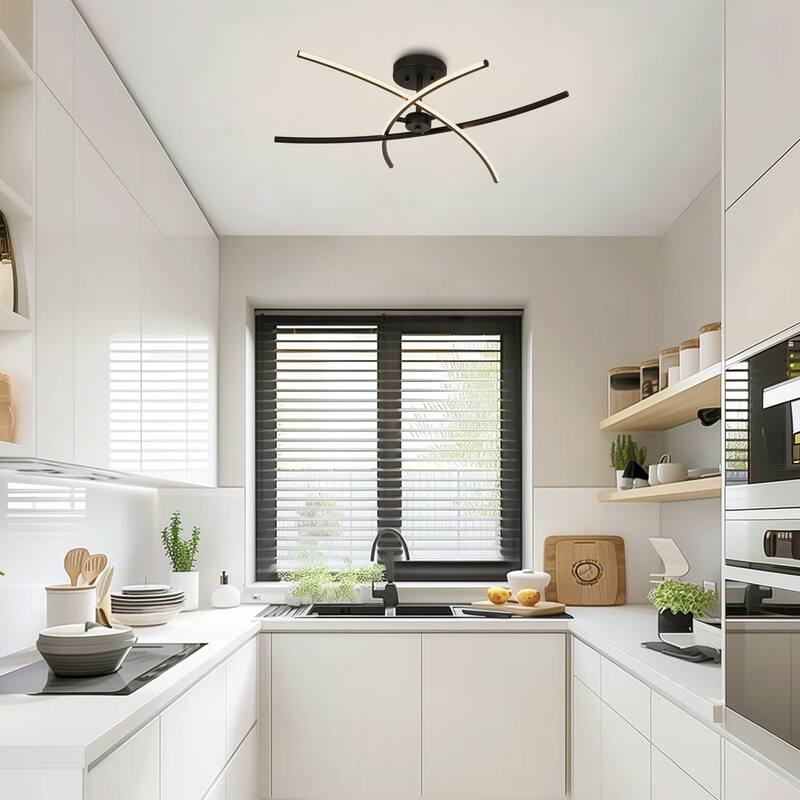 1-Light Cross-Arc Tube LED Flush Mount Ceiling Light with Warm 3000K Light for Living Room