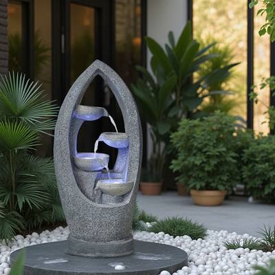 Outdoor Fountain 5-Tier Weather Resistant Outdoor Floor Waterfall Fountain