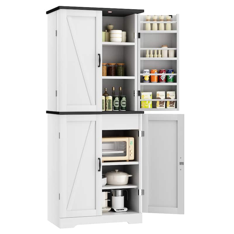 Kitchen Pantry Cabinet with Adjustable Shelves - Freestanding Storage Organizer