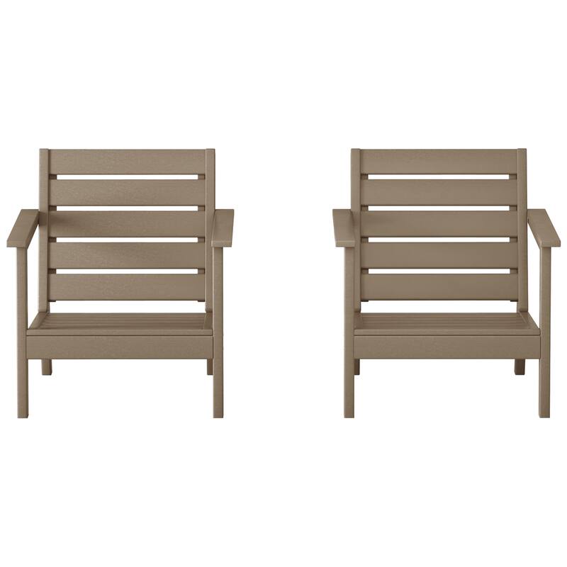 Birchwood All Weather HDPE Outdoor Patio Deep Seating Arm Chair (Set of 2)