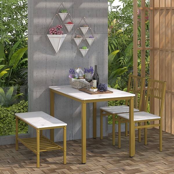 Teraves Dining Table Set with 2 Chairs and a Bench Console Table with