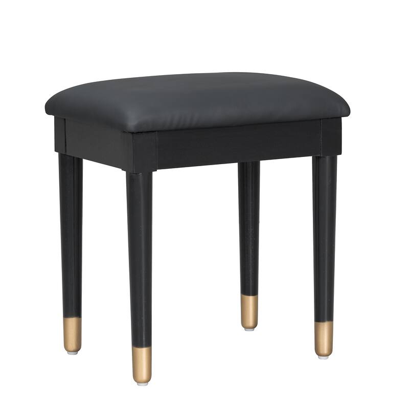 Anmytek Black and Gold Vanity Desk with Stool Makeup and Writing Desk for Bedroom