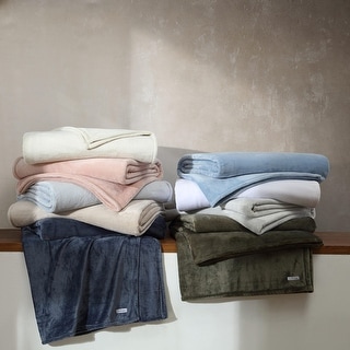 Calvin Klein Plush Solid Reversible Blanket