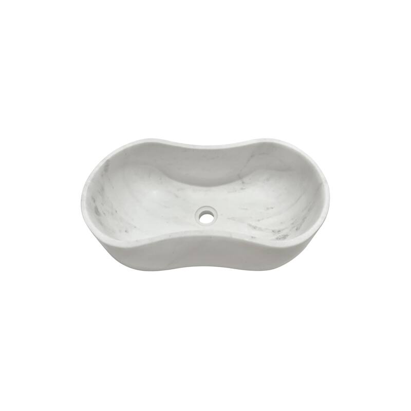 Roomfitters Marble Bathroom Vessel Sink, Natural Stone Countertop Wash Basin, Polished Oval Vanity Sink