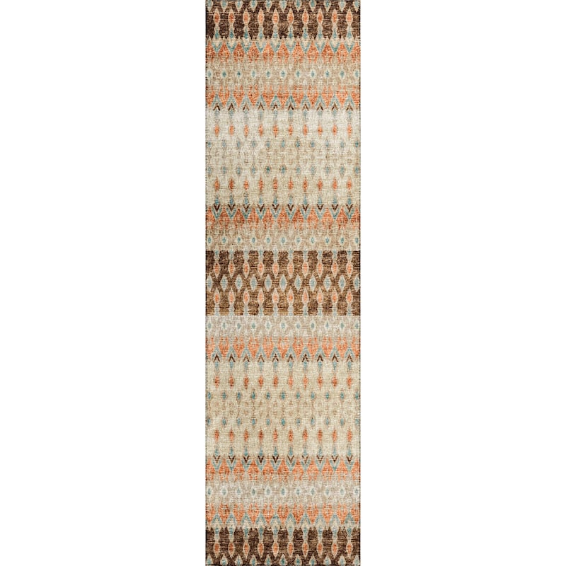 Machine Washable Indoor/ Outdoor Addison Bravado Geometric Ikat Rug