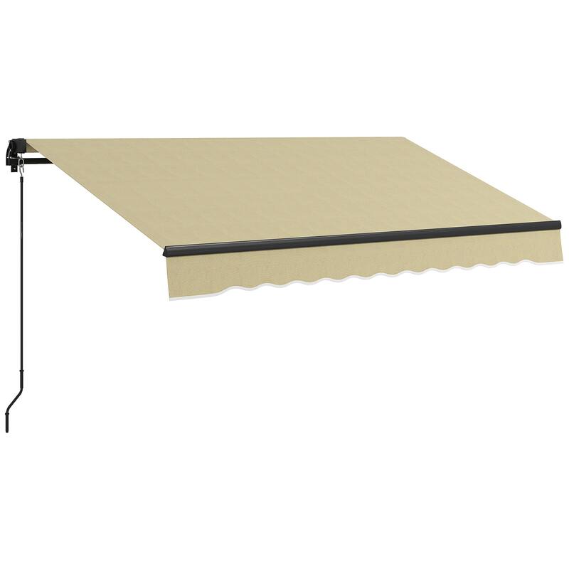 8' x 6.5' Manual Retractable Patio Awning with UV-Resistant Fabric & Adjustable Tilt for Deck, Balcony or Yard - Beige