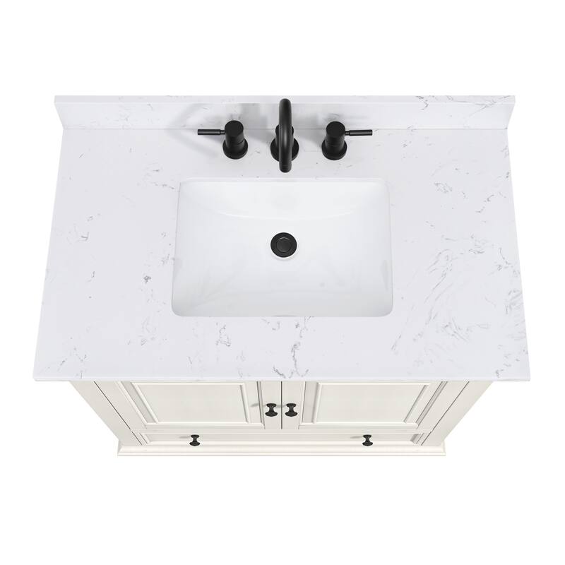 Thompson 36 in. Single Sink Bathroom Vanity with Engineered Stone Top - 37"W x 22"D x 35"H