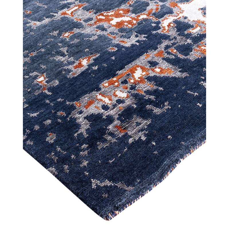 Modern One-of-a-Kind Hand-Knotted Area Rug, Blue - 8' 1" x 10' 1"