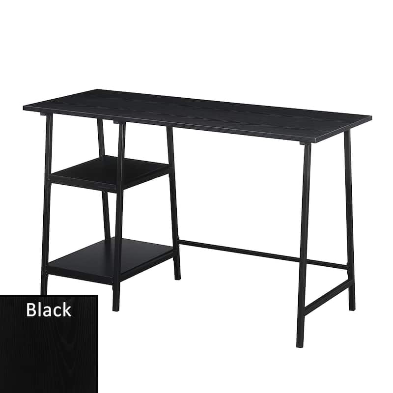 Convenience Concepts Designs2Go Trestle Wood Metal Desk with Removable Shelves