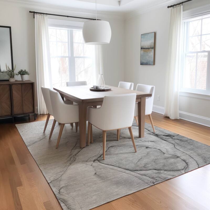 Alrim Modern Art-Inspired Weather Resistant Timeless Fusion Outdoor Rug