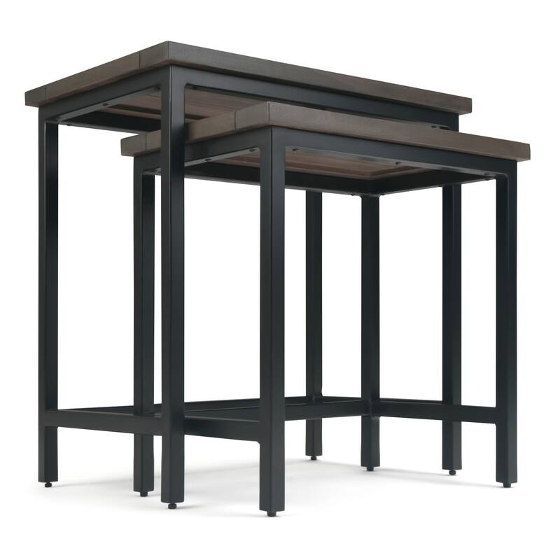 WYNDENHALL Rhonda SOLID MANGO WOOD and Metal 25 inch Wide Rectangle Industrial Nesting 2 Pc Side Table, Fully Assembled