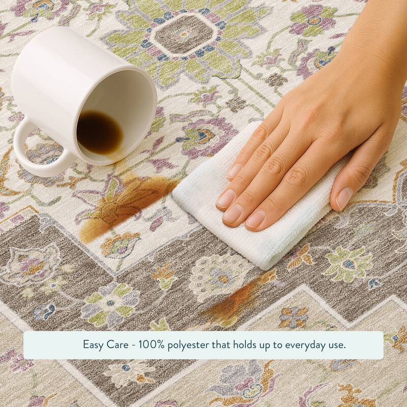 Machine Washable Indoor/ Outdoor Traditional Kolkata Chantille Rug