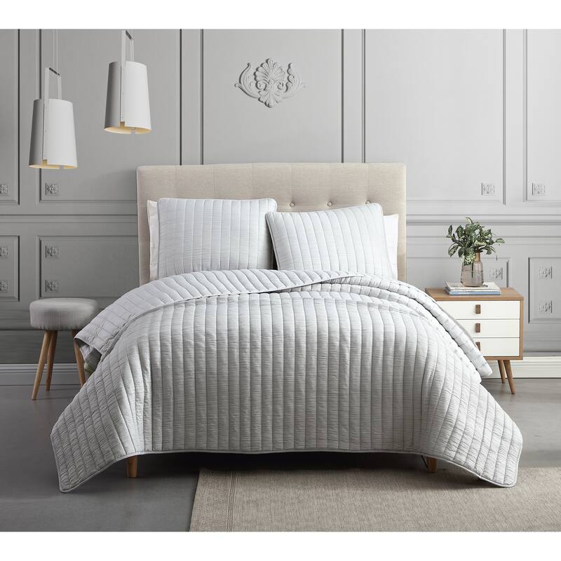 Riverbrook Home Moonstone 3 Piece Quilt Set - Light Grey - King