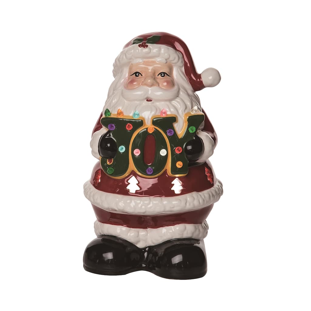 Transpac Ceramic 10.25 in. Multicolor Christmas Light Up Joyous Santa