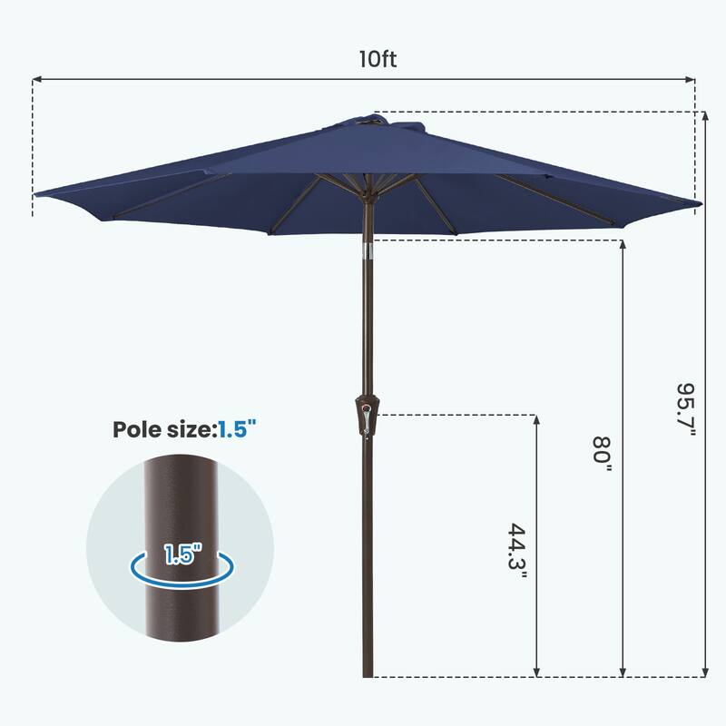 10ft Patio Market Umbrella with Crank & Tilt,UV-Risistant