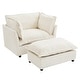 preview thumbnail 4 of 24, Modern Chenille Armchair with Plush Cushions and Movable Ottoman by Harper&Bright Designs