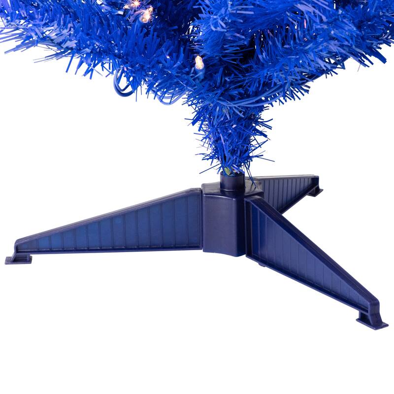 Pre-Lit Medium Artificial Pine Christmas Tree - 4' - Royal Blue - Clear Lights - 4 Foot