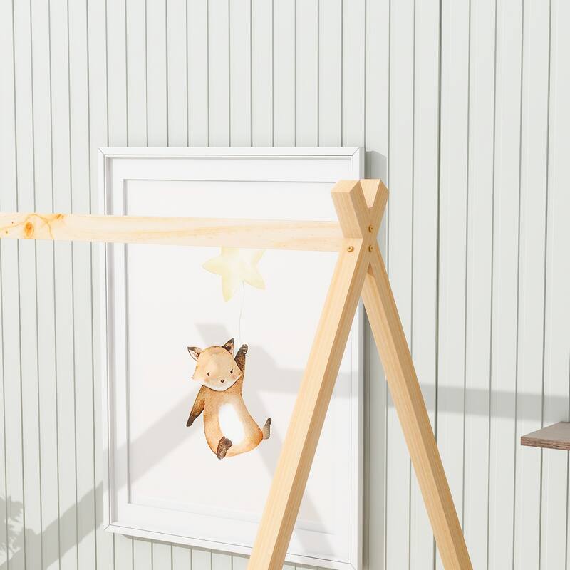 Full Tent-Shaped Teepee Bed with Guardrails and Door for Children's Bedrooms, Small Space