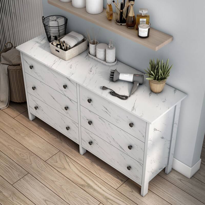 DH BASIC Transitional 53-inch Wide 6-Drawer Neutral Youth Dresser by Denhour