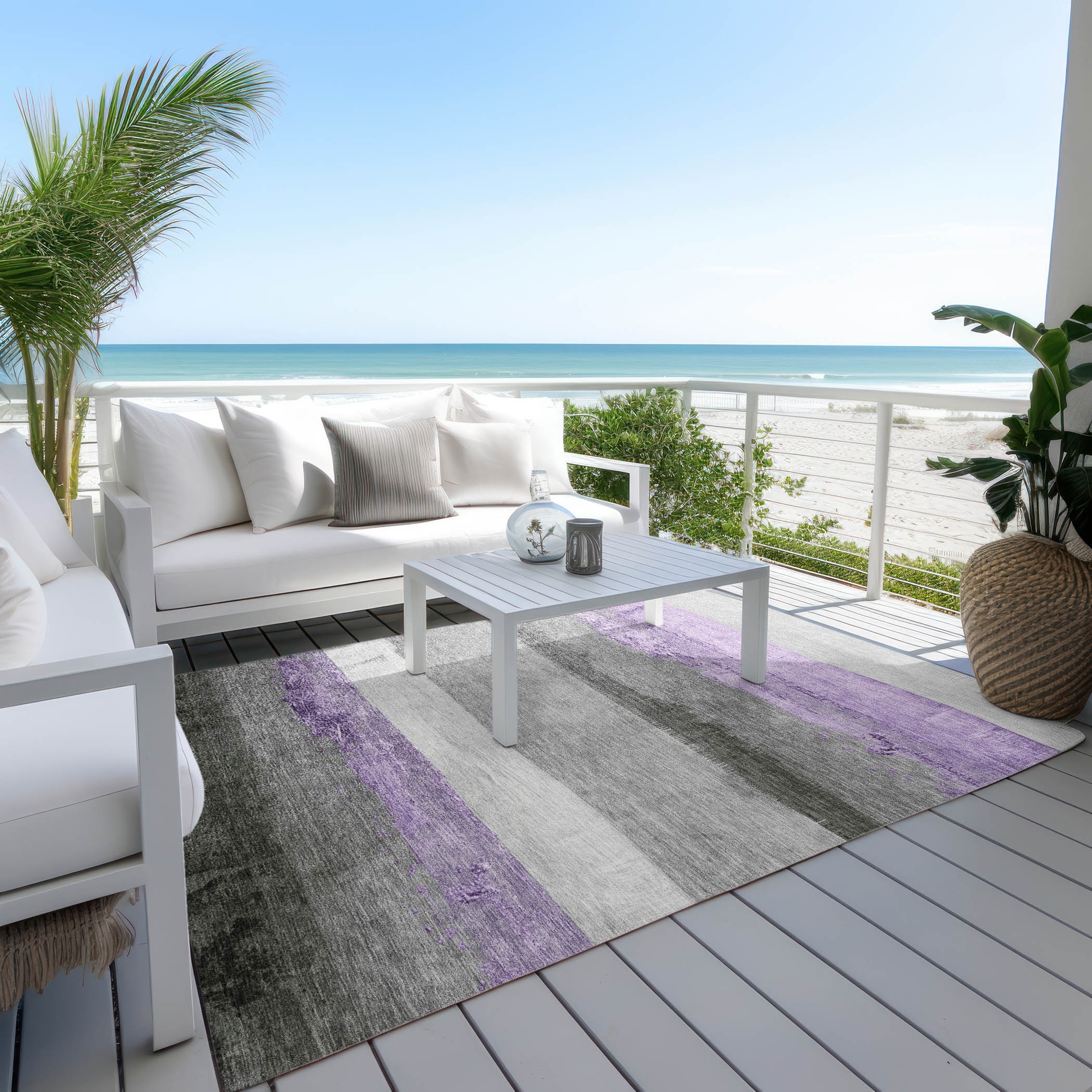 Machine Washable Indoor/ Outdoor Contemporary Ombre Chantille Rug