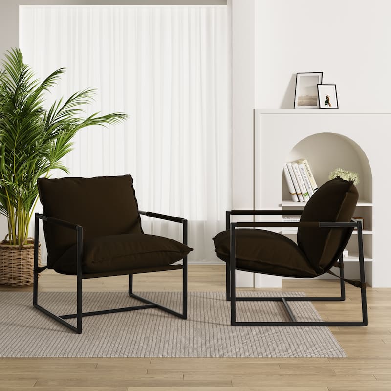Metal Framed Armchair Sling Accent Chair Set of 2