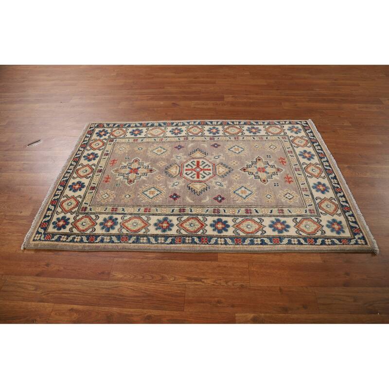 Light Brown Kazak Foyer Rug Hand-Knotted Wool Carpet - 2'8"x 4'1"